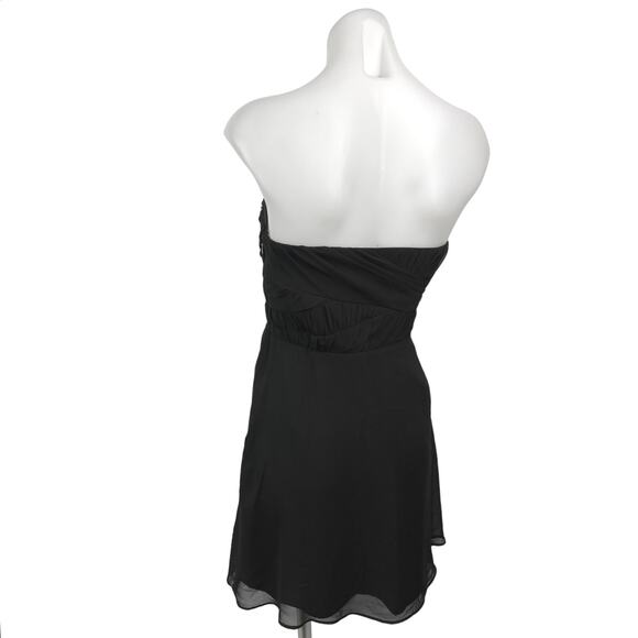 Express Black Strapless Sweetheart Pleated Mesh Cocktail A Line Mini Dress Sz 2 - Picture 3 of 6